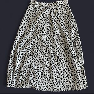 Le Lis Black and White Midi A-Line Skirt